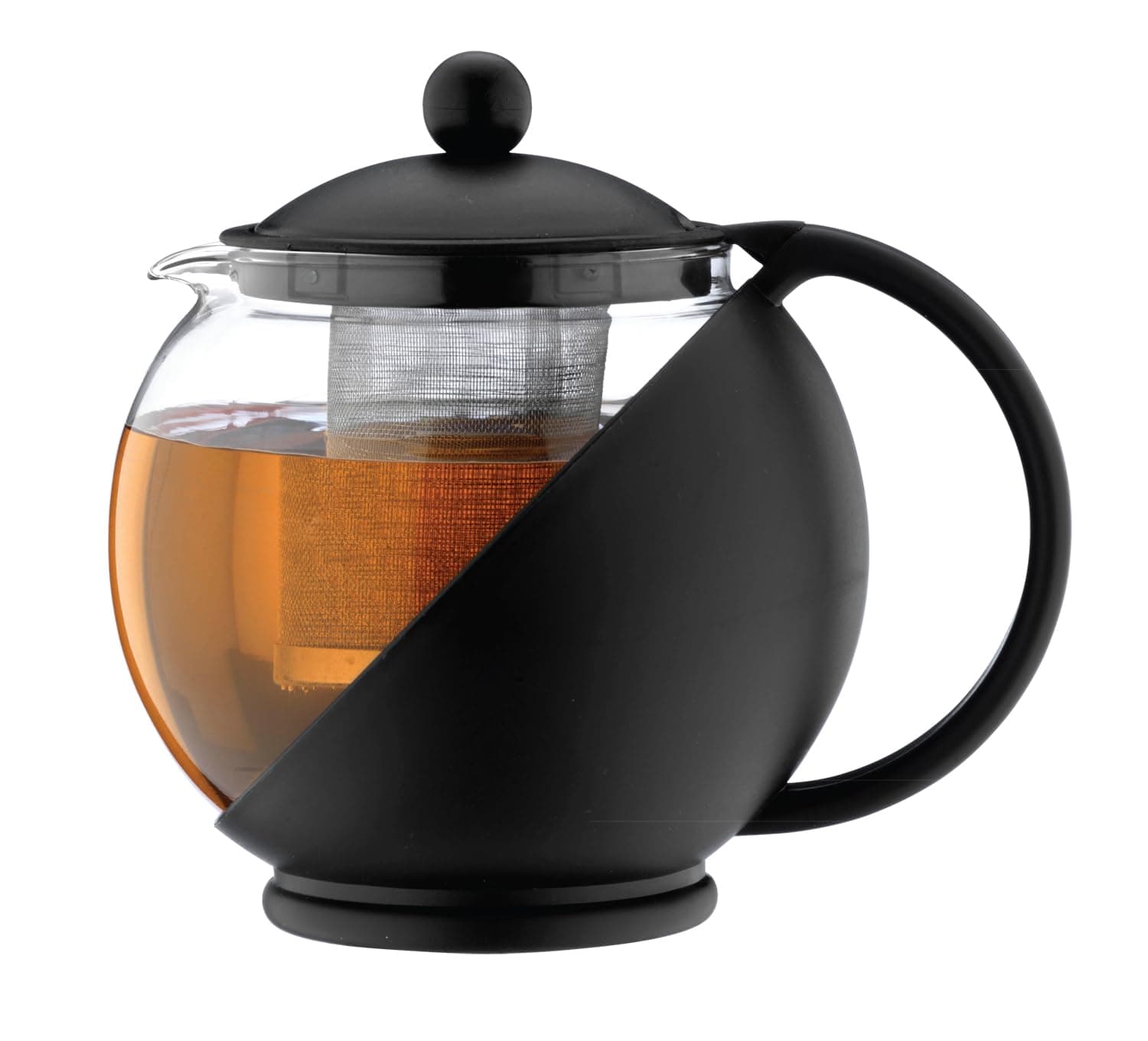 Everyday Teapot, Black, 710ml / 25oz / Serves 3-4, Stainless Steel Infuser, Glass Body with Plastic Casing, Dishwasher Safe