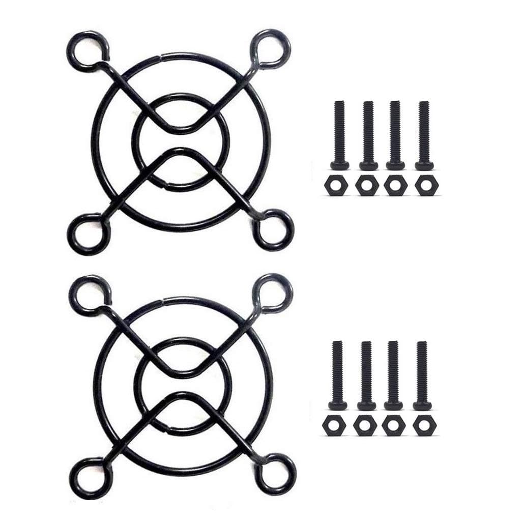 Easycargo 40mm Fan Grill/Guard with Screws + Nuts (Black 2-Pack)