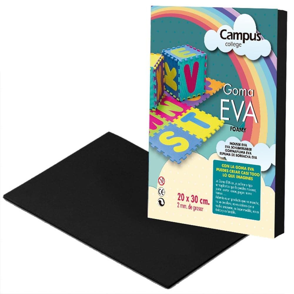 Campus University EVA-A4-BK Foam Rubber, 2 mm Thickness, A4, Pack of 10, Black