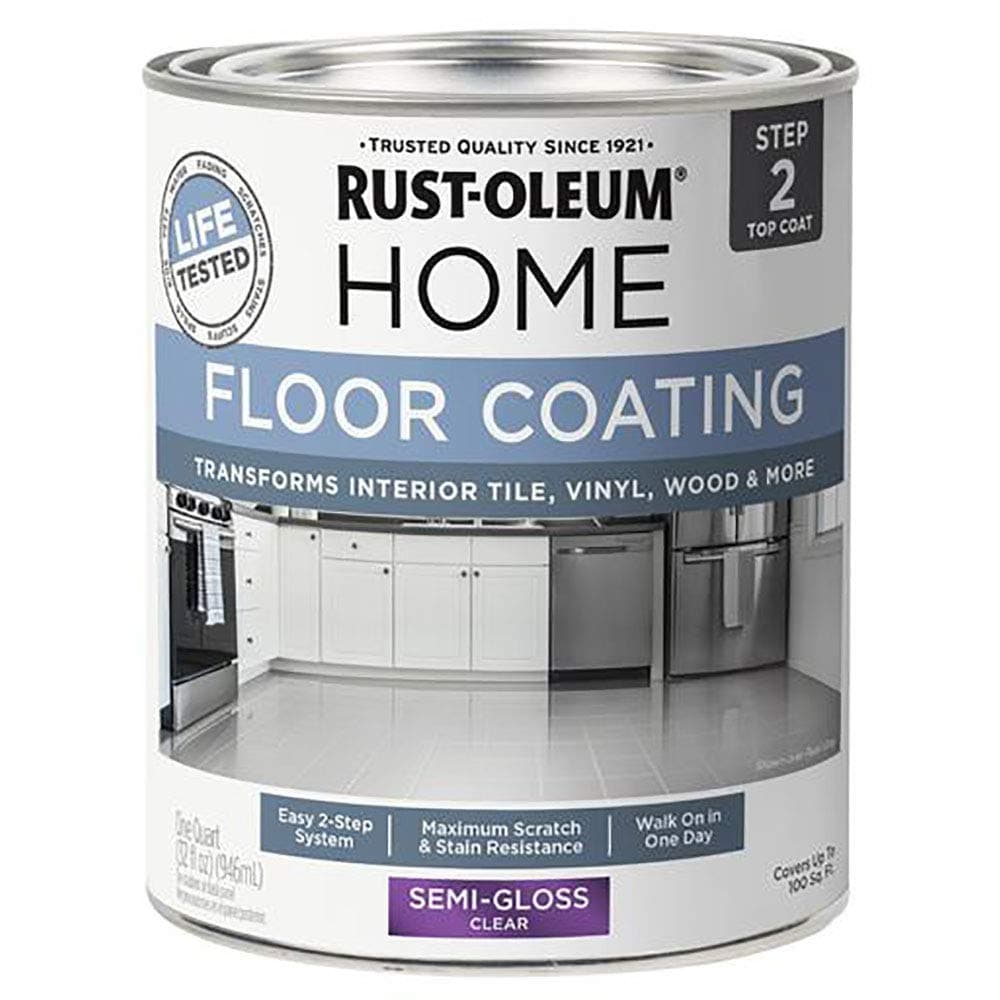 Rust-Oleum 358870 Floor Coating Top Coat, Semi-Gloss Clear 1 Quart