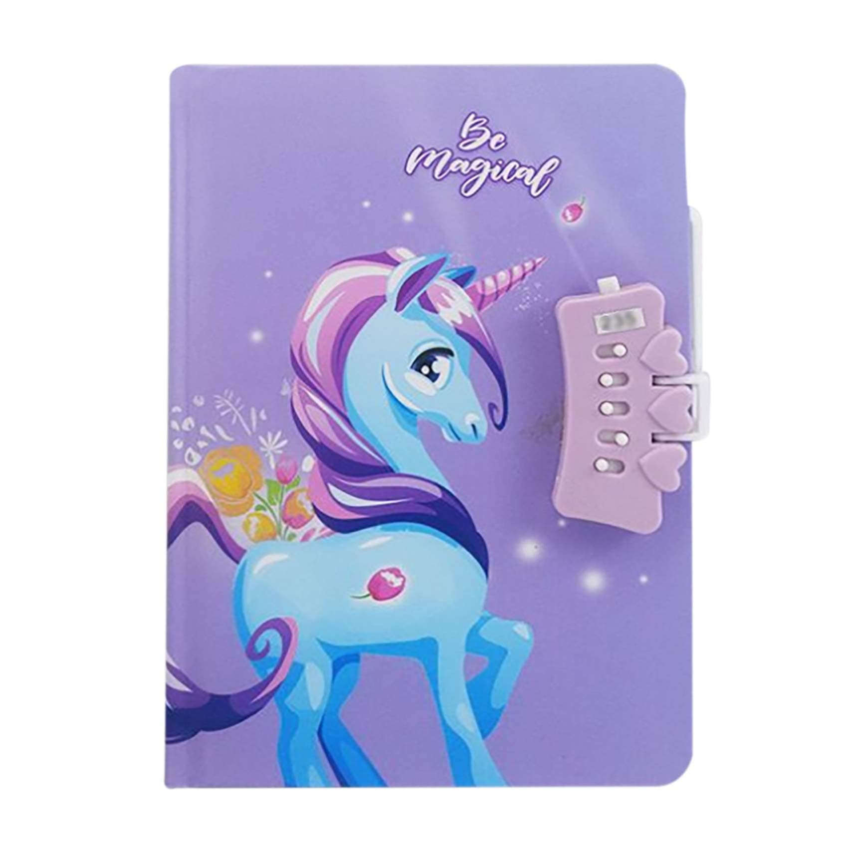 Cute Unicorn Notebook with Combination Lock Pen Holder Writing Journal Planner Organizer Diary 7.5 x 5.3in,70 sheets