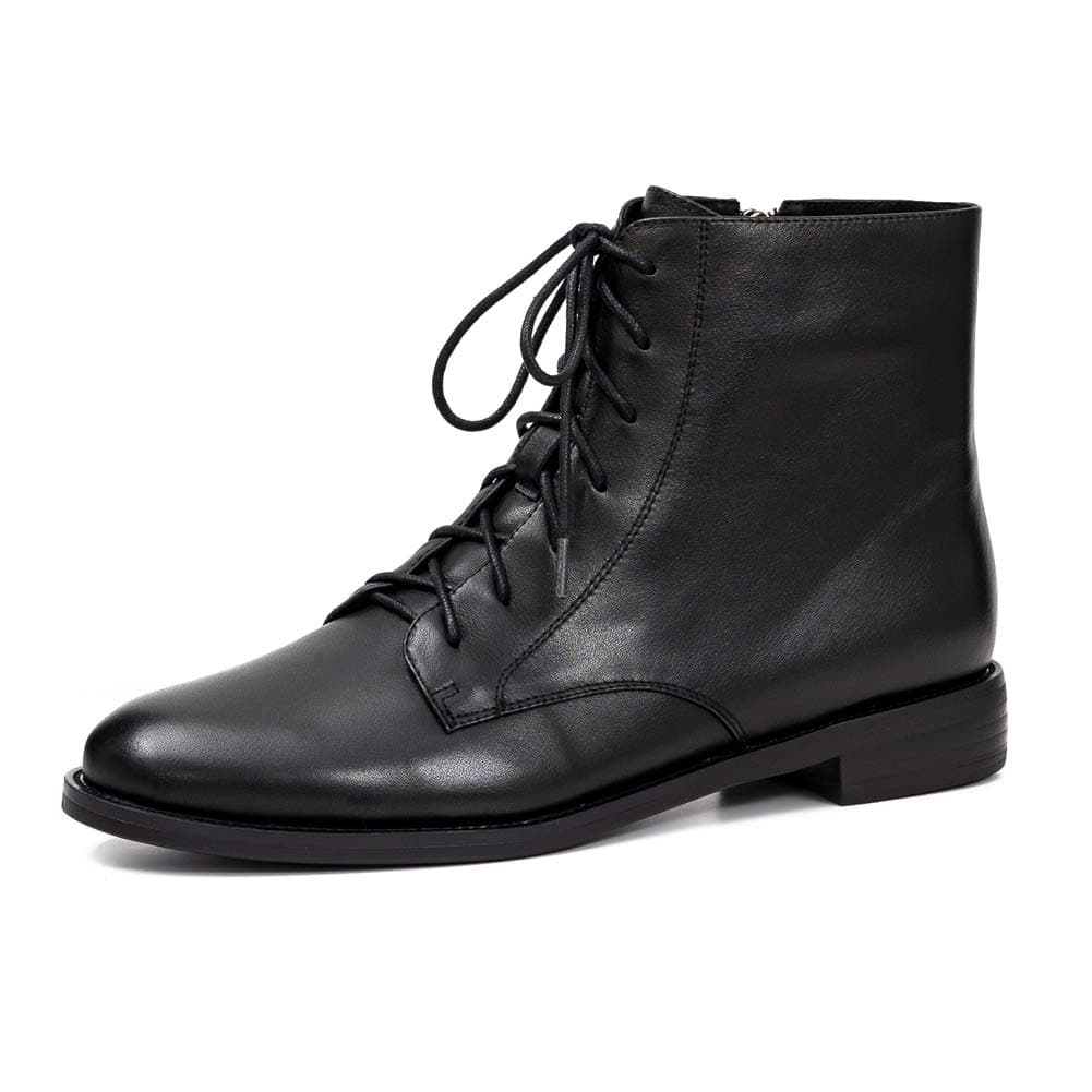 ONEENOWomen's Lace-up Leather Ankle Boots