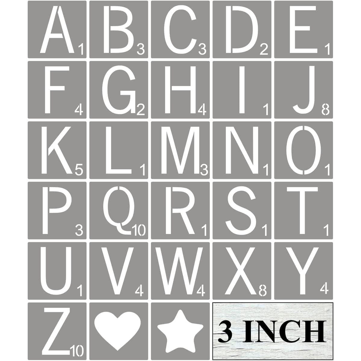 Scrabble Tile Letter Stencils 3 Inch - 28 Pack Scrabble Style Alphabet Stencil Templates for Painting on Wood, Reusable Plastic Stencils for Crafts Making & Wall Art Decorations