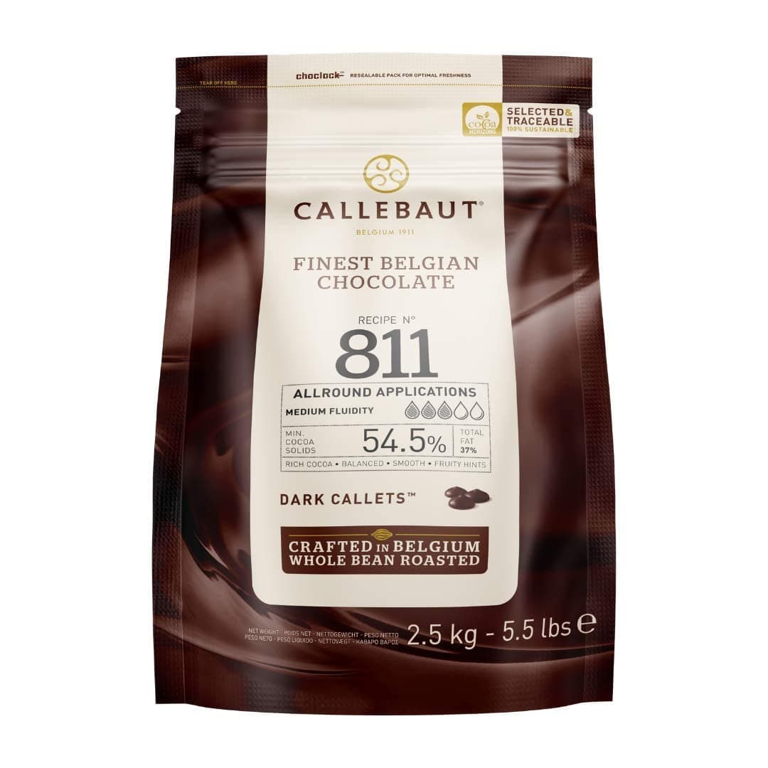 Belgian Dark Glazed Chocolate Half-Bitter Callets, 54.5% - 5.5 Pounds