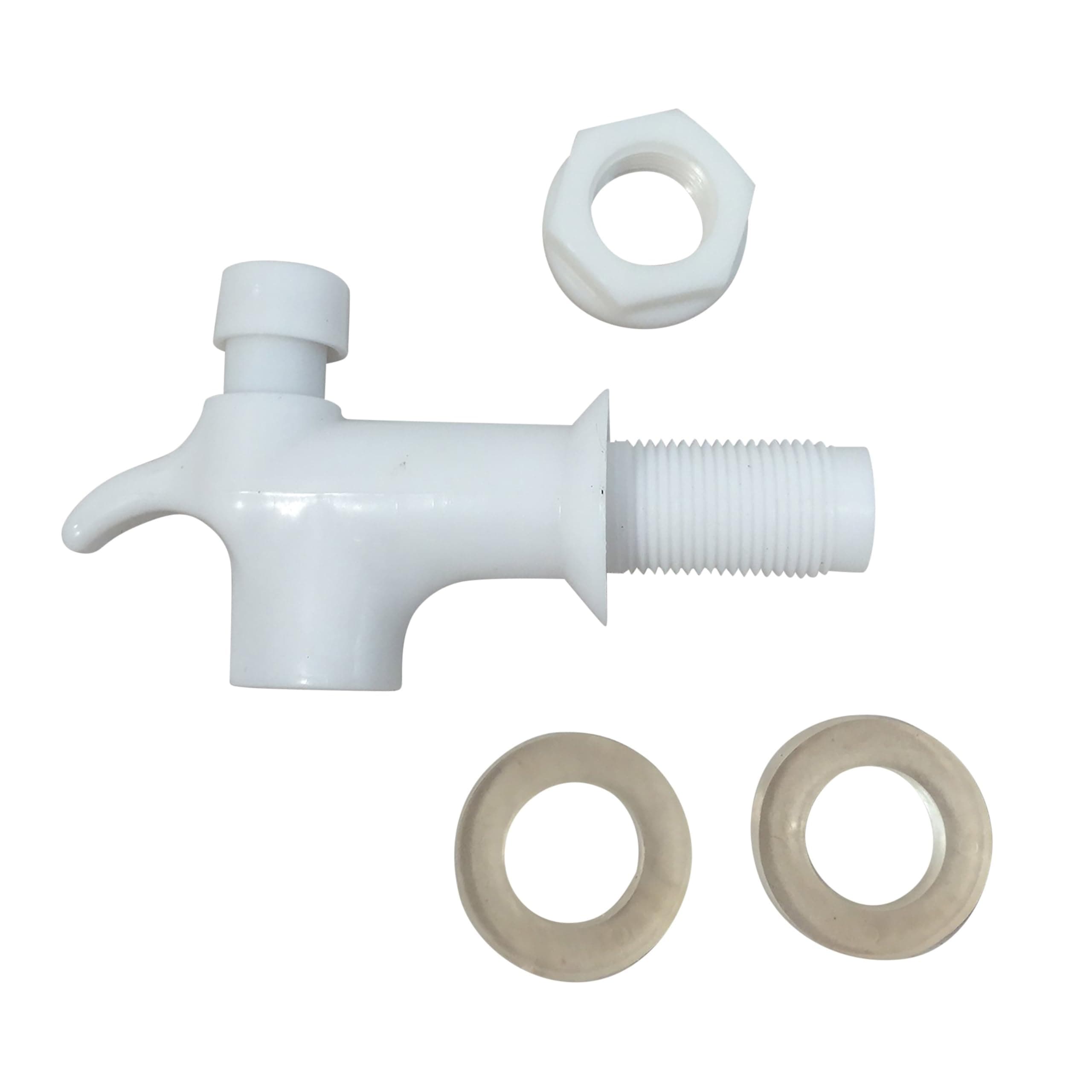 Water Spigot Replacement, White Plastic Water Dispenser Push Button Faucet, Fits ¾ inch Holes, for Water and Beverage Coolers and taps - Llave para Garrafon de 1/2 Macho