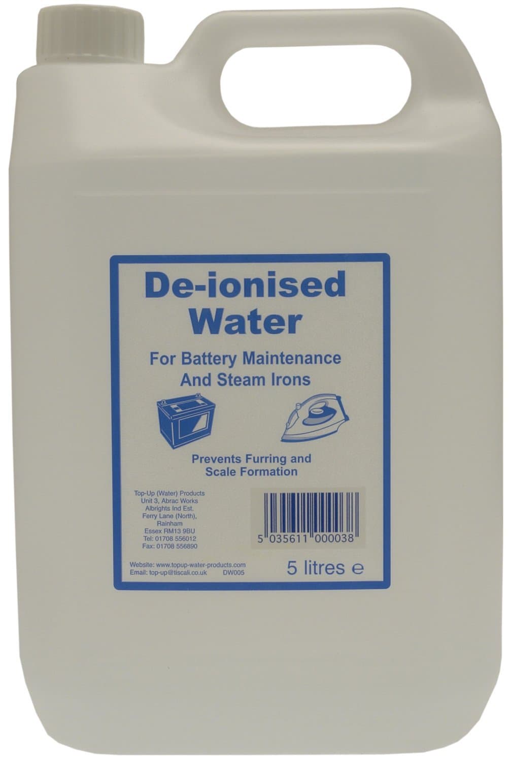 2 X Top Up Water DW005 De-Ionised Water 5 L