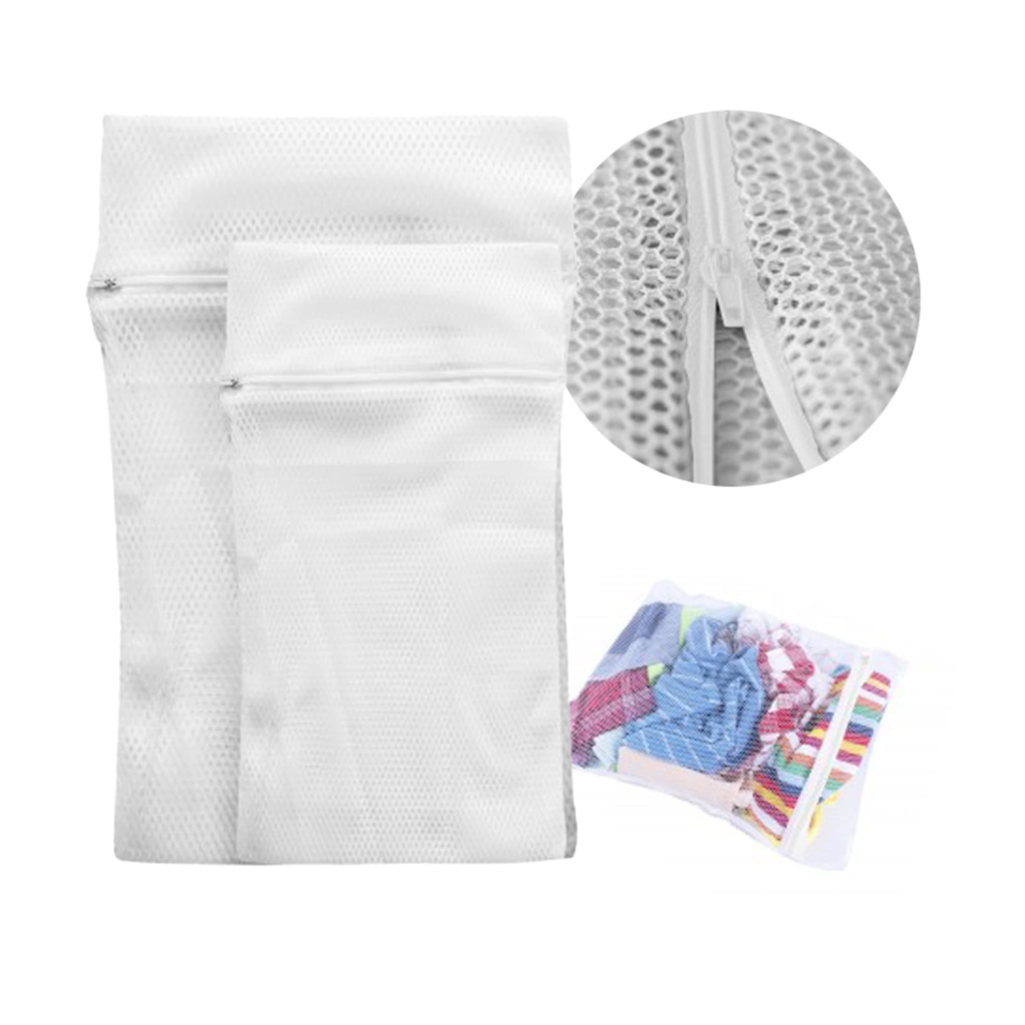 2 Pack Fine Mesh Washing Machine Wash Net Bags With Premium Zip, Reusable and Durable Laundry Bags for Delicates, Hosiery, Socks, Underwear, Bra, Lingerie Baby Clothes 40cm x 50cm and 20cm x 40cm