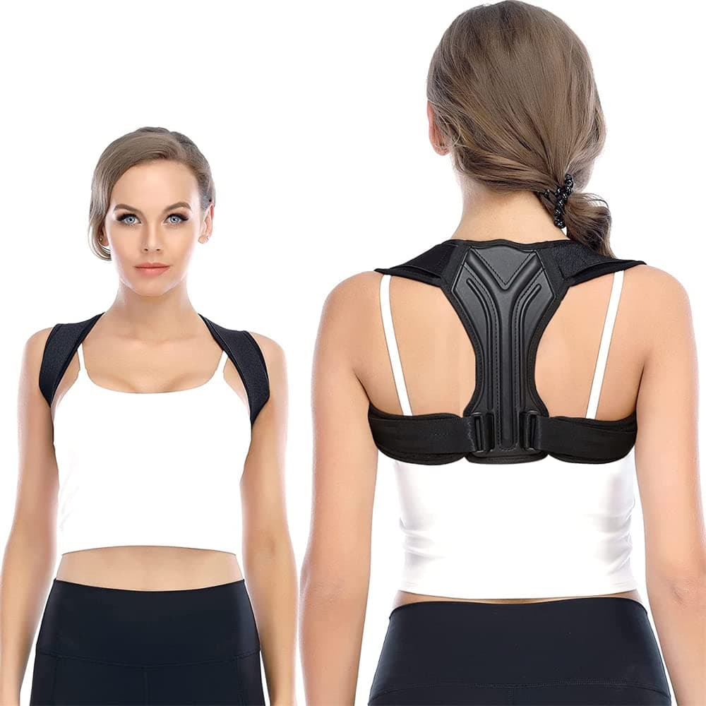 Back Brace, Posture Corrector for Women and Men, Adjustable Upper Back Brace, Breathable Back Support straightener, Providing Pain Relief from Back, Lumbar, Neck, Shoulder, and Clavicle (Black, L)
