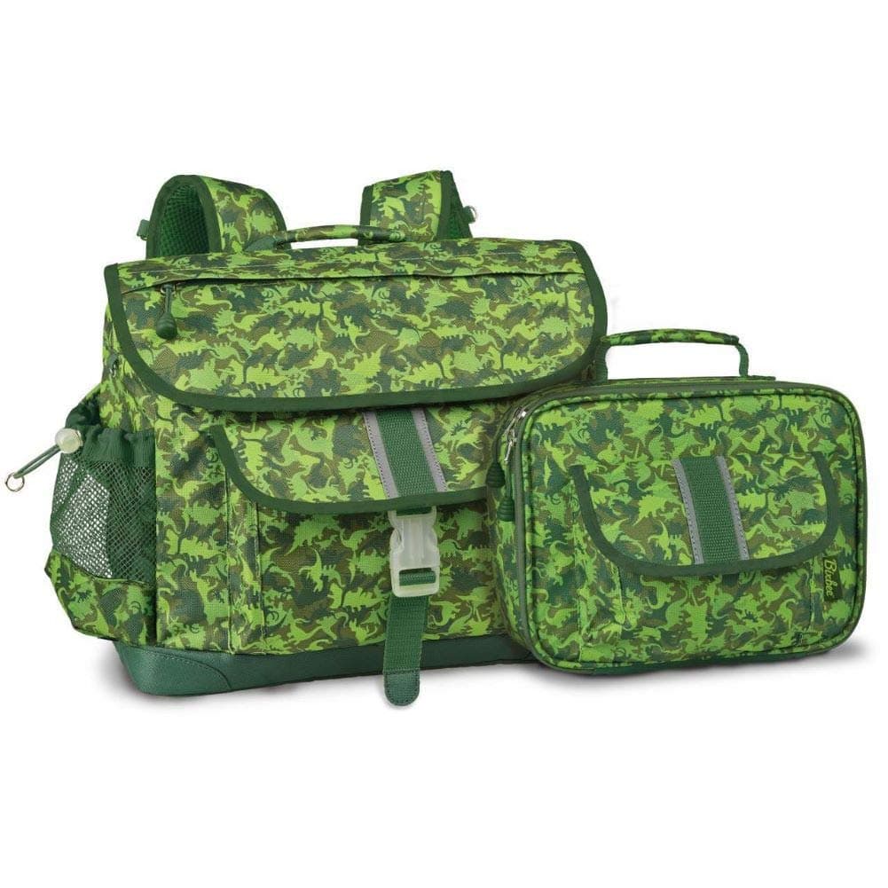 Bixbee Kids Backpack and Lunch Bag, Medium and Large, Dino Green Camo