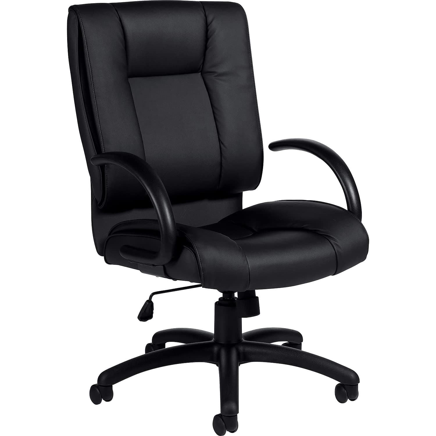 Offices To GoGlobal Luxhide Exec High-Back Chair, Bonded Leather, Black, Seat: 21-inch x18-inch, Back: 21-inch x25-inch (OTG2700BL20)