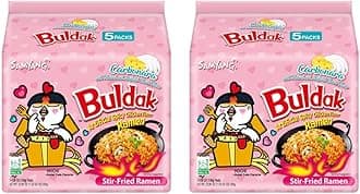 SAMYANGBuldak Hot Spicy Chicken Ramen Noodle Korean Stir-Fried Ramen, Carbonara Flavor, 4.58 OZ(130g), Pack of 10
