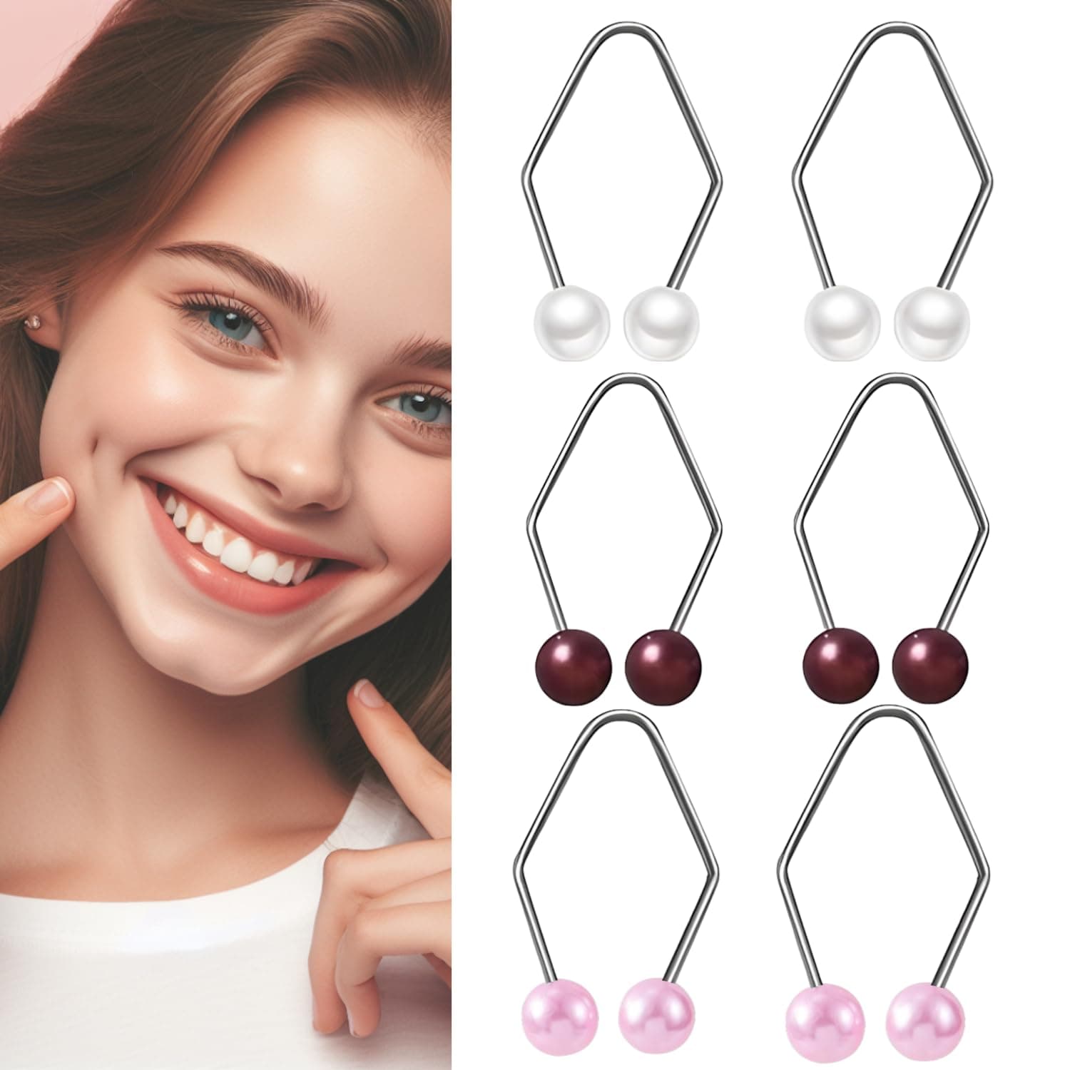 6pcs Dimple Makers For Cheeks, Dimple Trainer For The Face, Mask Maker, Facial Care& Exerciser, Face Lift, Personal Skin Care tools,Develop Natural Dimples devices Gifts for wowen