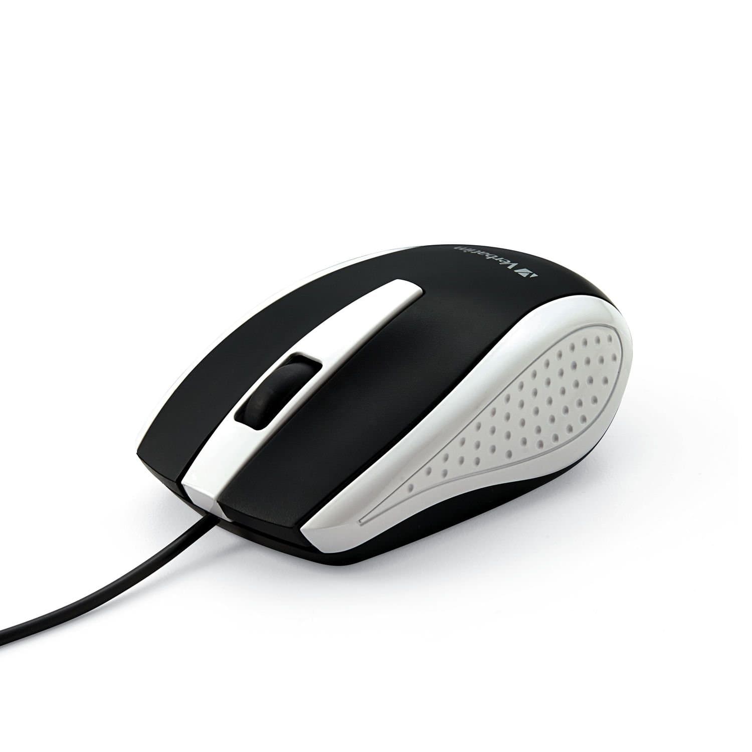 Verbatim Wired USB Computer Mouse - Corded USB Mouse for Laptops and PCs - Right or Left Hand Use, White 99740, 1.4" x 2.4" x 3.9"
