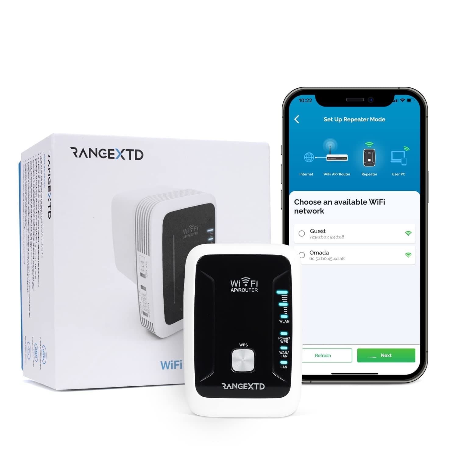 RANGEXTD WiFi Extender with Ethernet Port - WiFi Signal Amplifier Increases Home WiFi Coverage | Single-Band 2.4GHz WiFi Range Booster Fixes Dead Spots | Up to 300Mbps Speed, 10 Devices
