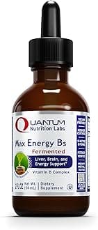 Quantum Nutrition Labs Max Energy B - Vitamin B Complex Liquid Drops, Organic Supplement for Women and Men, Vitamin B1, B2, B3, B5, B6, B12 - 2 Fl Oz