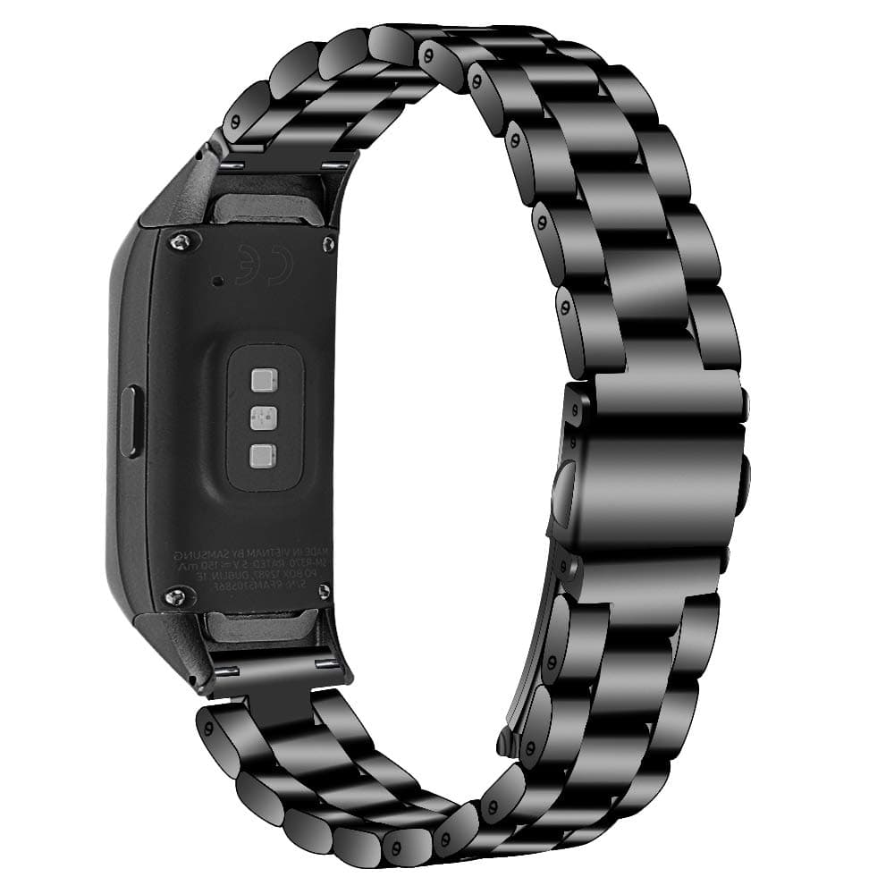 E ECSEM Compatible with Samsung Galaxy Fit SM-R370 Bands, Galaxy Fit Watch Band Solid Stainless Steel Metal Replacement Bracelet Strap fit Galaxy Fit SM-R370 Smart Watch, Adjustable (Black)