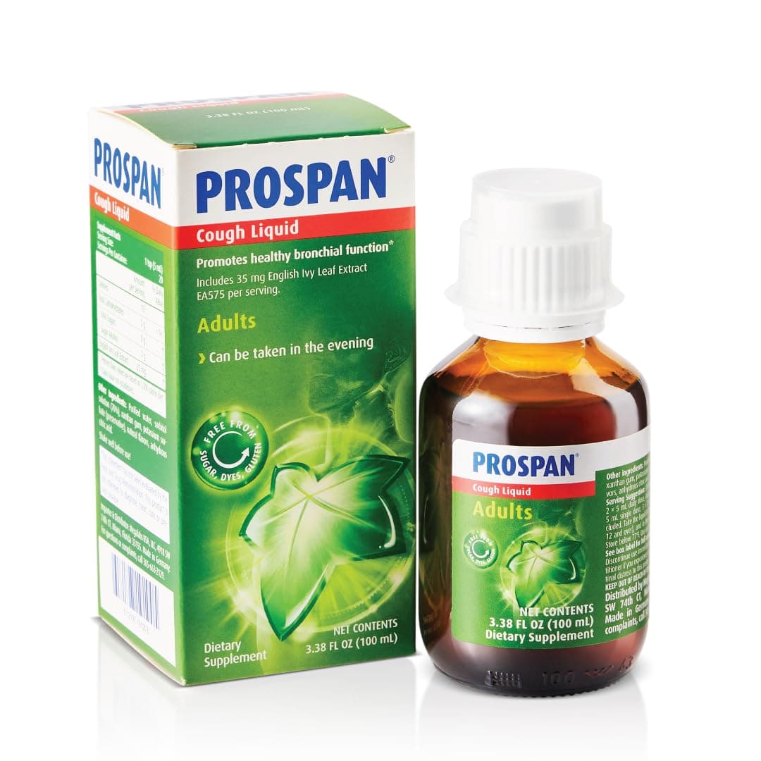 Prospan/Abrilar Cough Syrup + Mucus with Proprietary English Ivy Leaf Extract EA575 for Adults - Soothes Cough, Mucus Relief, No Added Sugar, Non-Drowsy, Alcohol-Free, Drug-Free - 100mL