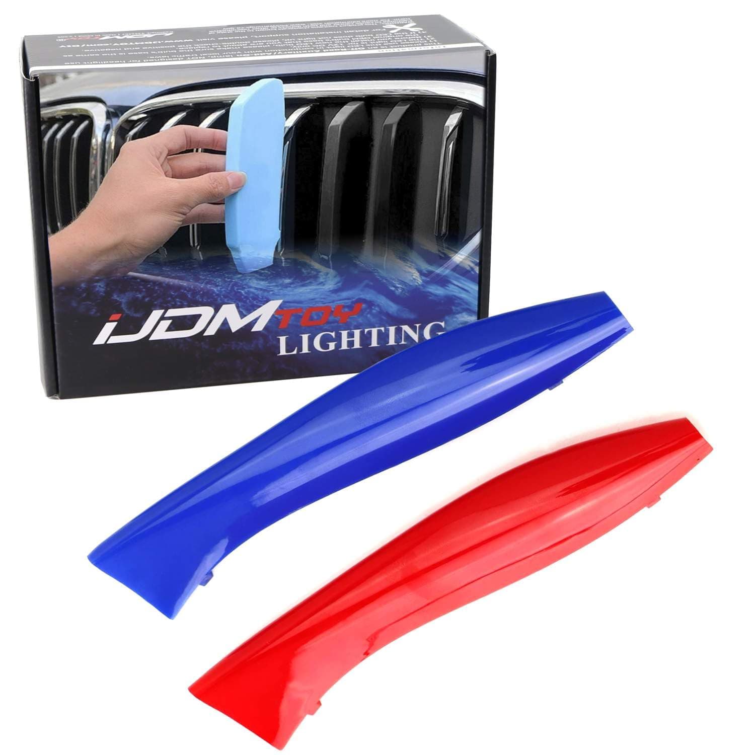 Exact Fit 3pc Set Iconic Tri-Accent Grille Insert Decoration Trims Compatible with 2002-2008 E85 E86 Z4 w/ 9 Beam Kidney Grill