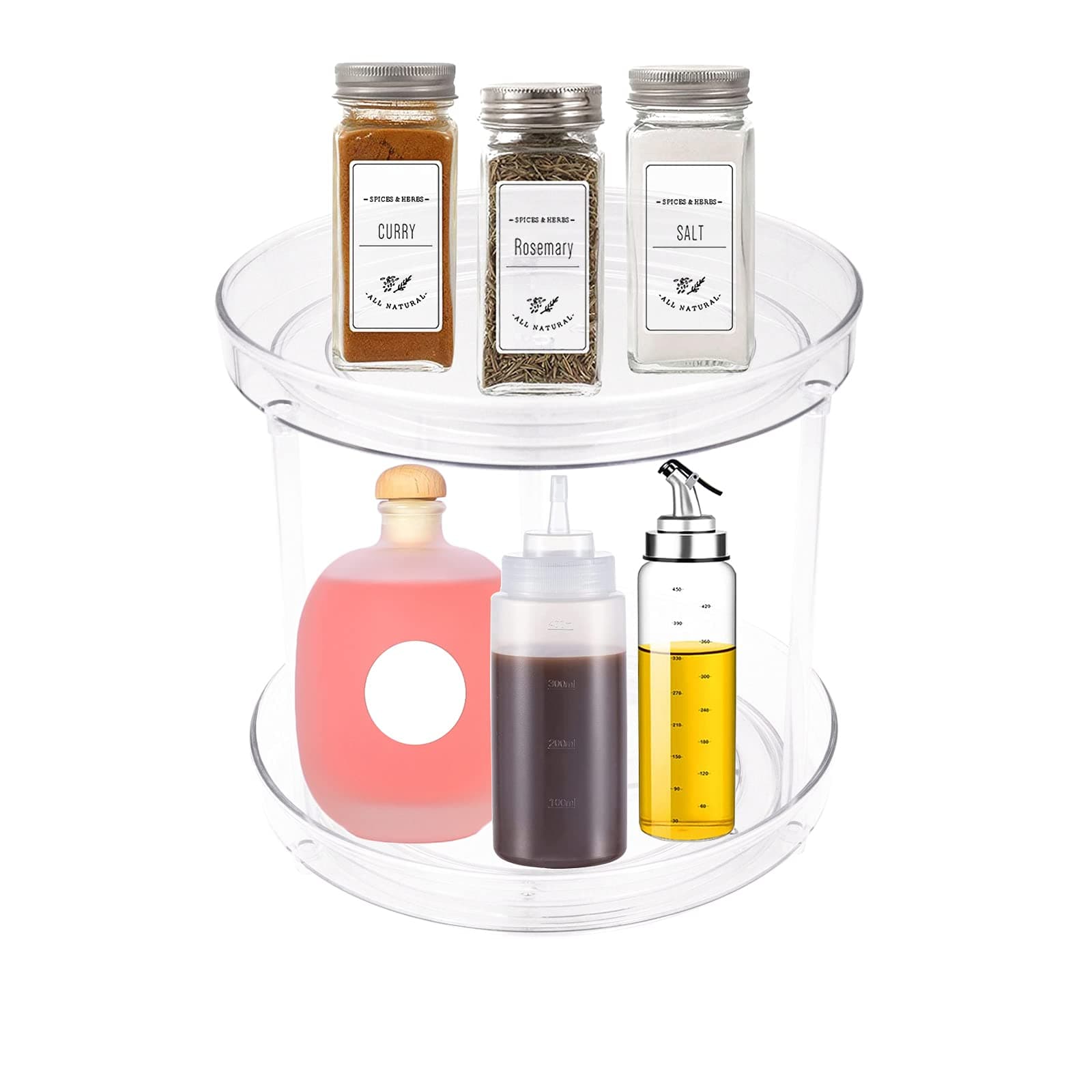 – 2 Tier Lazy Susan,Turntable Storage,Clear Spices Organizer, Kitchen Turntable Spice Racks,Makeup Cosmetic Storage,for Kitchen Cabinet,Storage Tray for Fruit,Sauces Drinks Bottles Snacks.