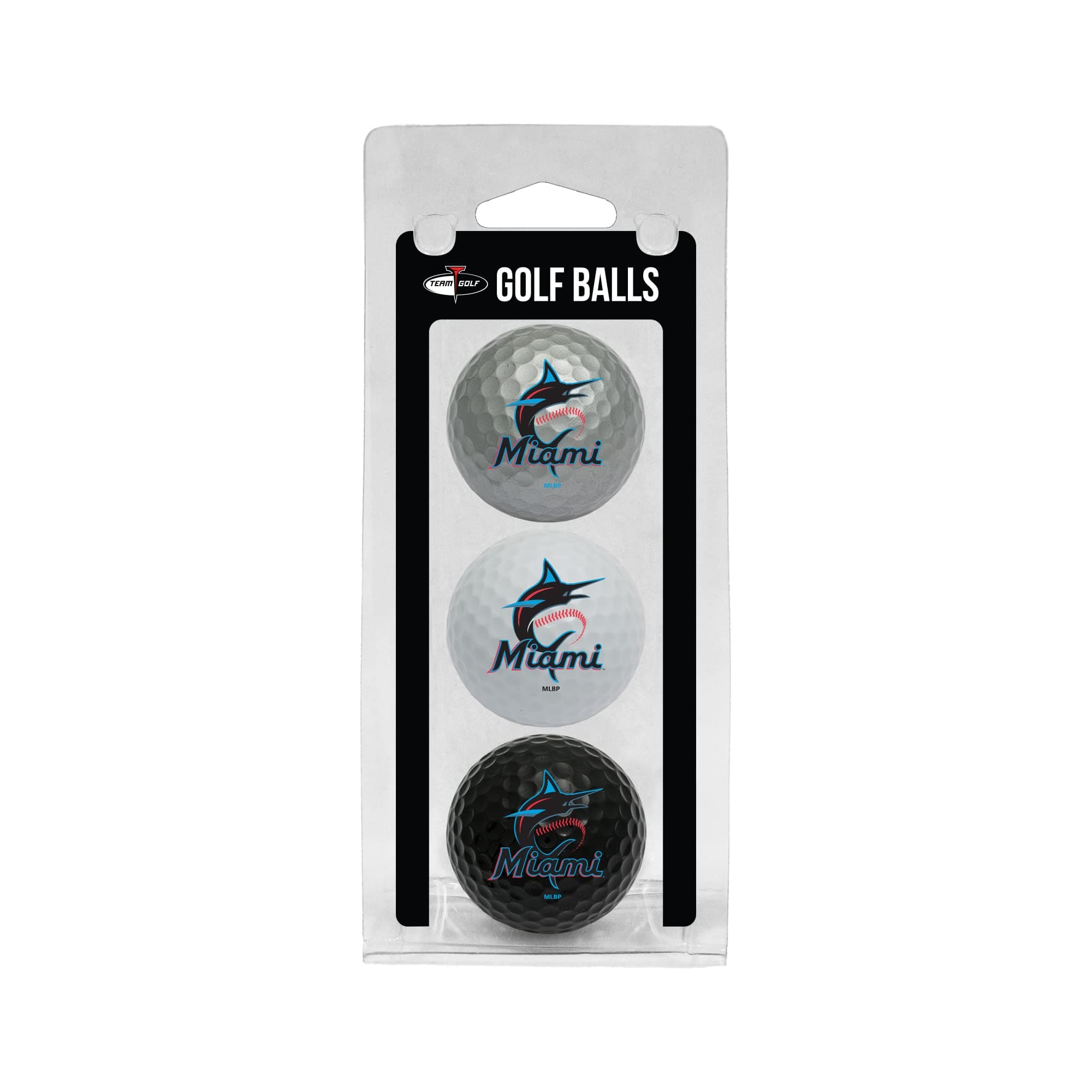 Team Golf MLB Miami Marlins Regulation Size Golf Balls, 3 Pack, Full Color Durable Team Imprint