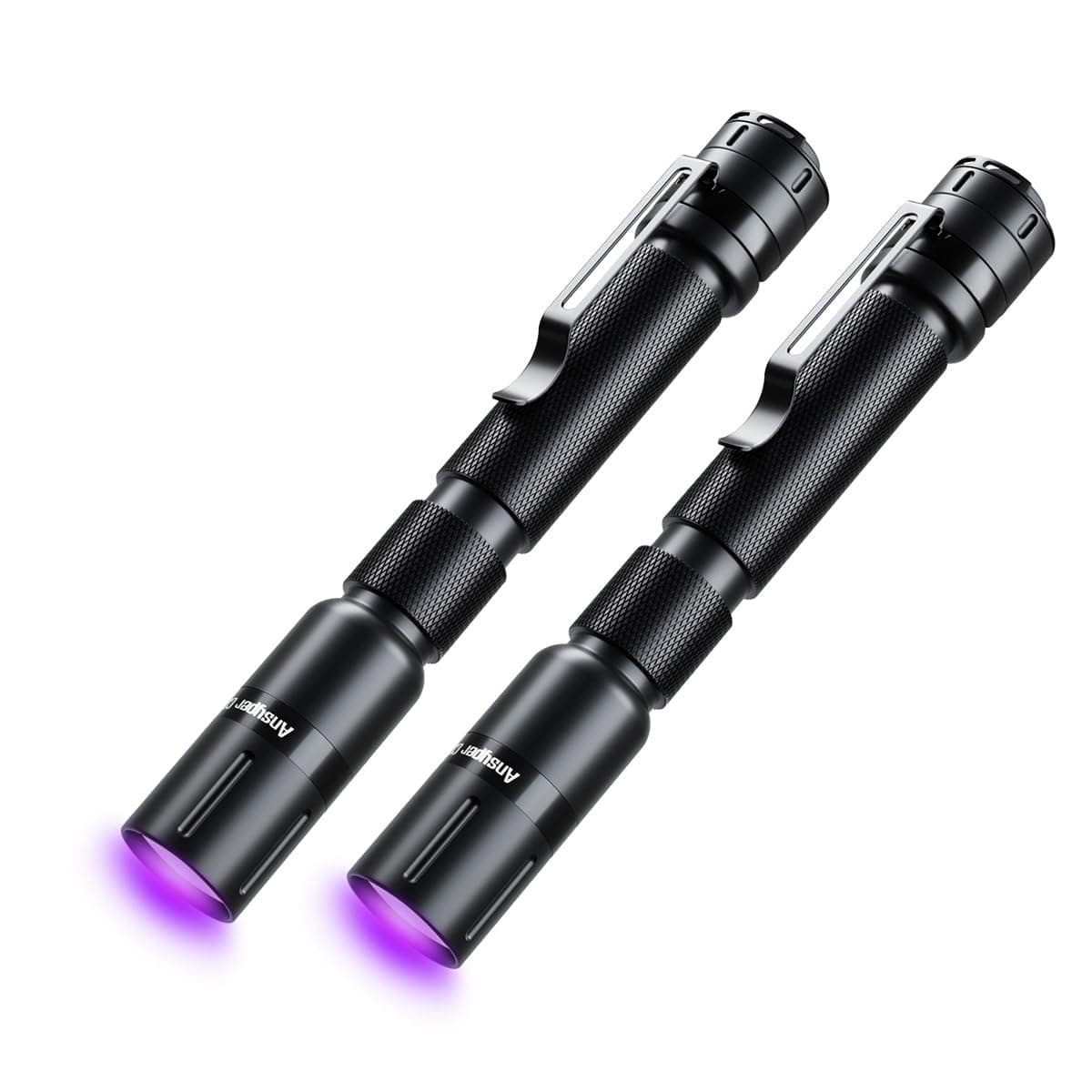 Ansyper CC UV Flashlight 2 Pack Ultraviolet, 395nm Mini Penlight Portable and Compact Black Light for Pet Urine and Stain Detection, Hotel Cleaning, ID Check, Handheld Detector