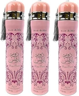 Arabian Air Freshener Bundle (3 x 300ml) Dubai, Luxury Scent, Long Lasting Fragrance (3 x Rose Paris)