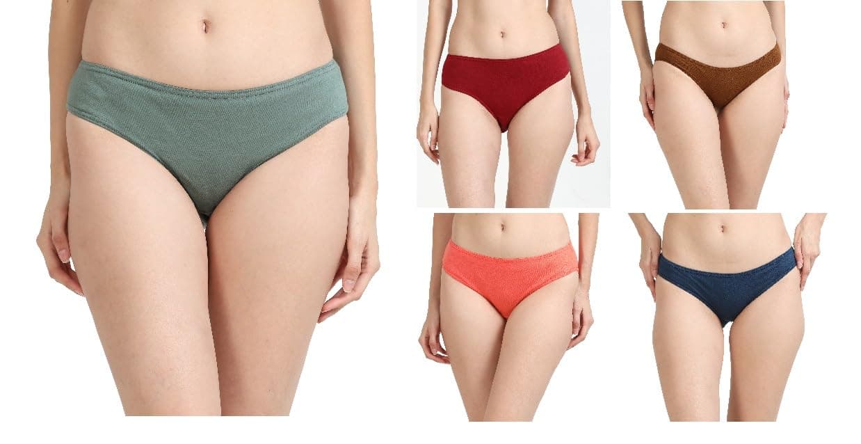 Women's Hipster Panty Inner Elastic | Assorted Colours | Combed Cotton | (Pack of 5)