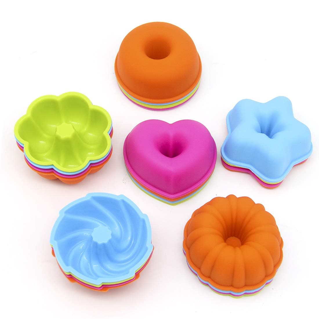 LetGoShop Silicone Cupcake Baking Cups Reusable Silicone Baking Cups Muffin Cups Cupcake Molds For Baking, Pack Of 12 (multi-24pcs)
