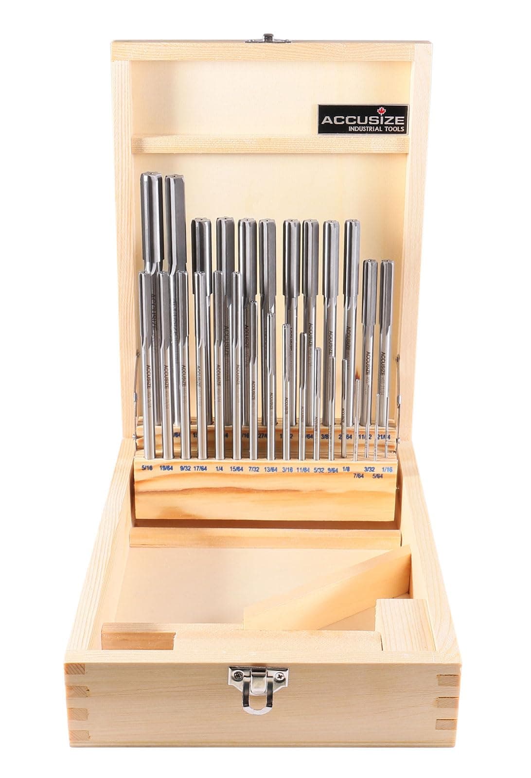 Accusize Industrial Tools 29 Pc 1/16'' to 1/2'' by 1/64'' H.S.S. Chucking Reamer Set, Straight Flute, Right Hand Cut, 5500-SF00