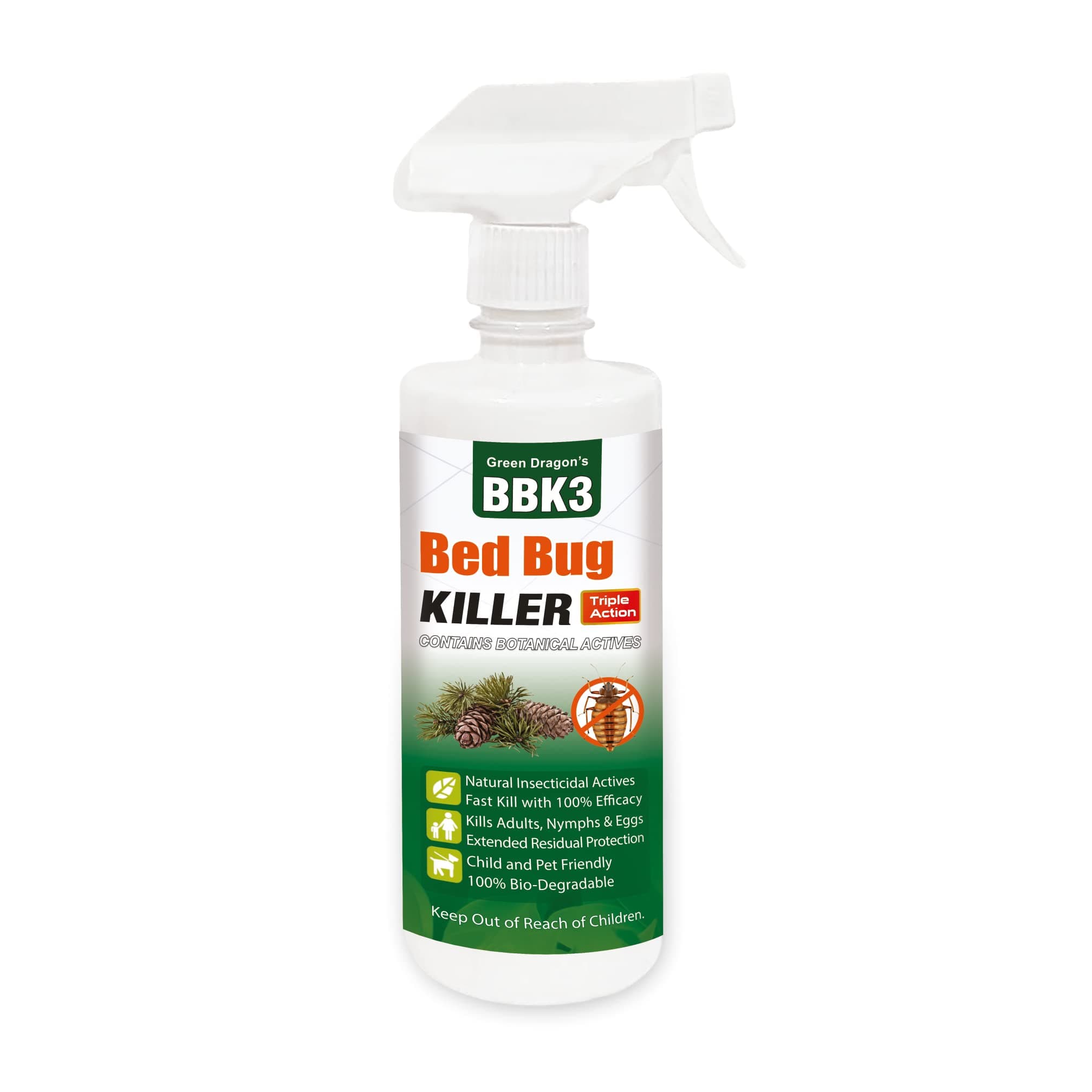 Green Dragon's Home Solutions | Natural & Organic | Bed Bug Killer 100ml, Mix Water To Make 500ml Ready-2-Use, Child & Pet Safe + Kills 100% Eggs, Extended Residual Protection