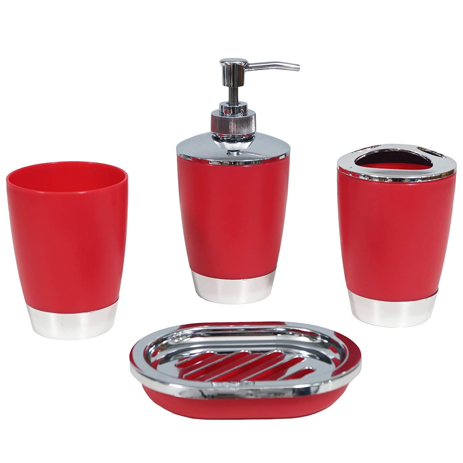 Story at HomePlastic Bathroom Accessories Set, Red