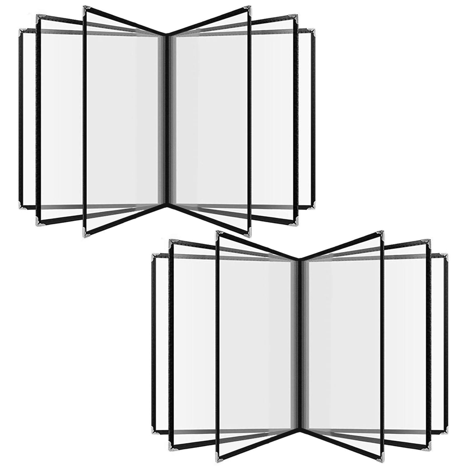 2PCS 8.5 x 11 Inch Menu Covers 6 Page 12 View, Transparent Restaurant Menu Holder for Restaurant Bar Cafe (Black)