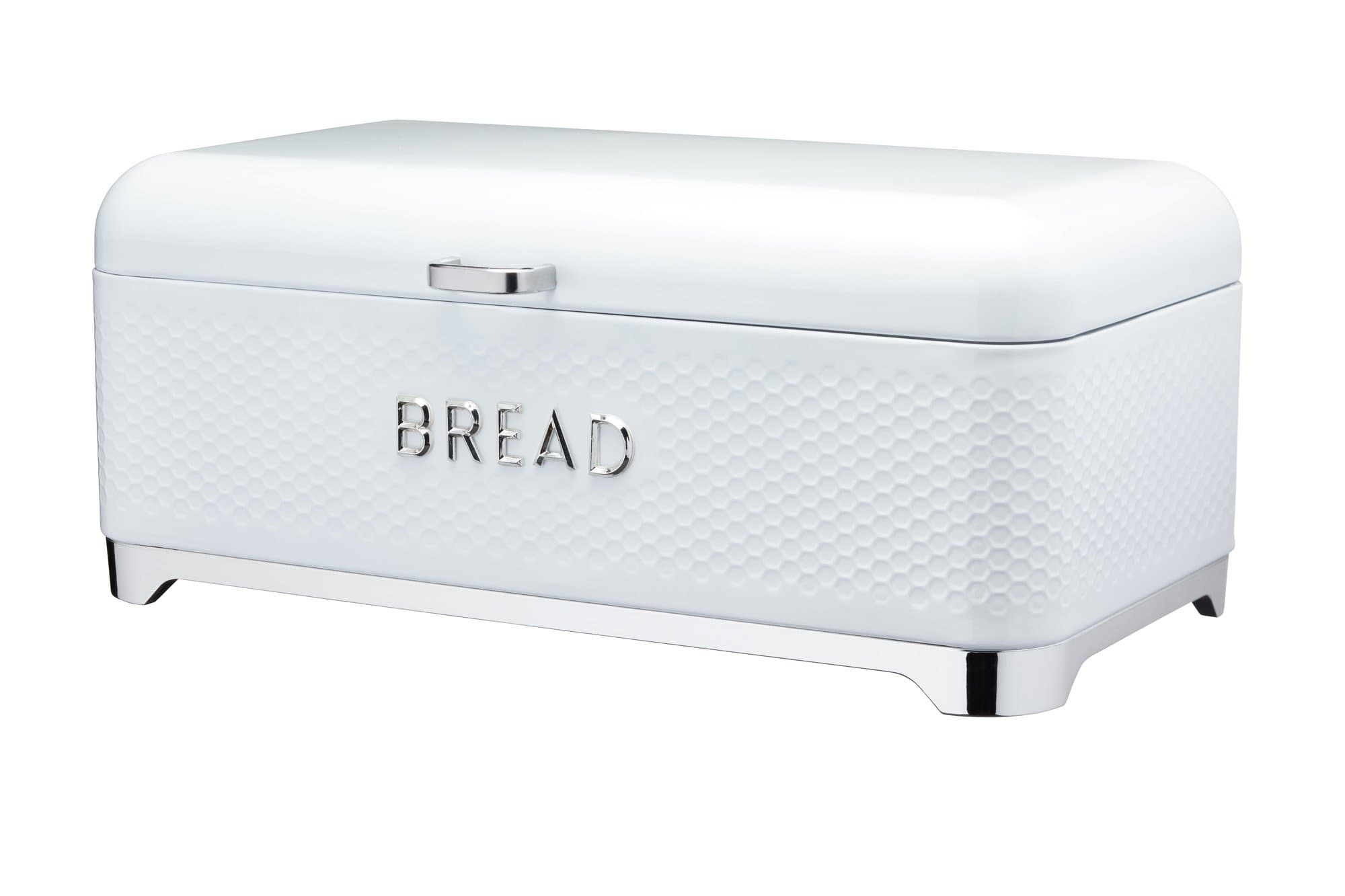KitchenCraft LOVELLO LOVBBWHT Textured Bread Bin, 42 x 22 x 18 cm, White