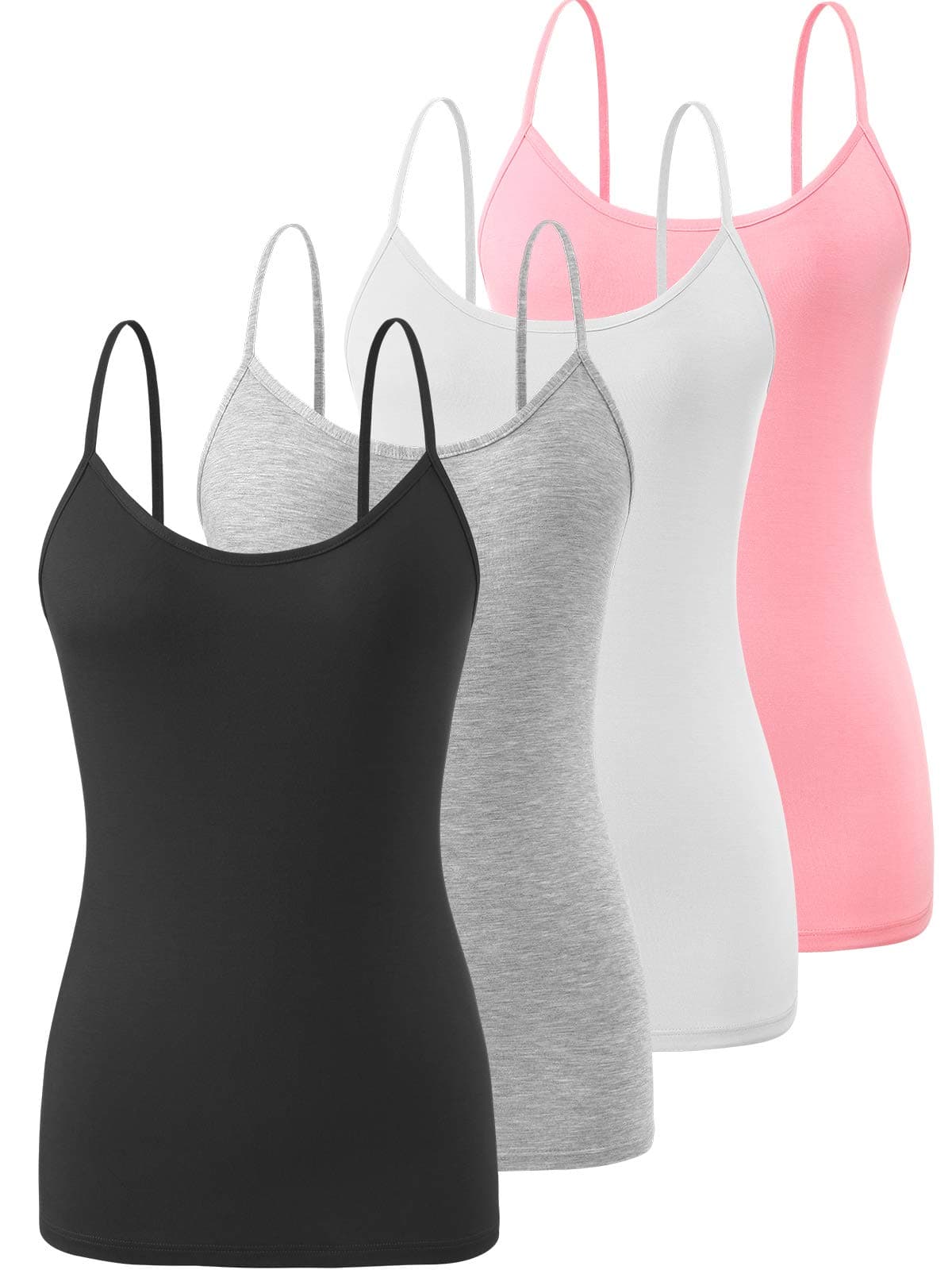 Air Curvey 2&4 PCS Basic Camisole for Women Cami Tanks Adjustable Spaghetti Strap Tank Tops