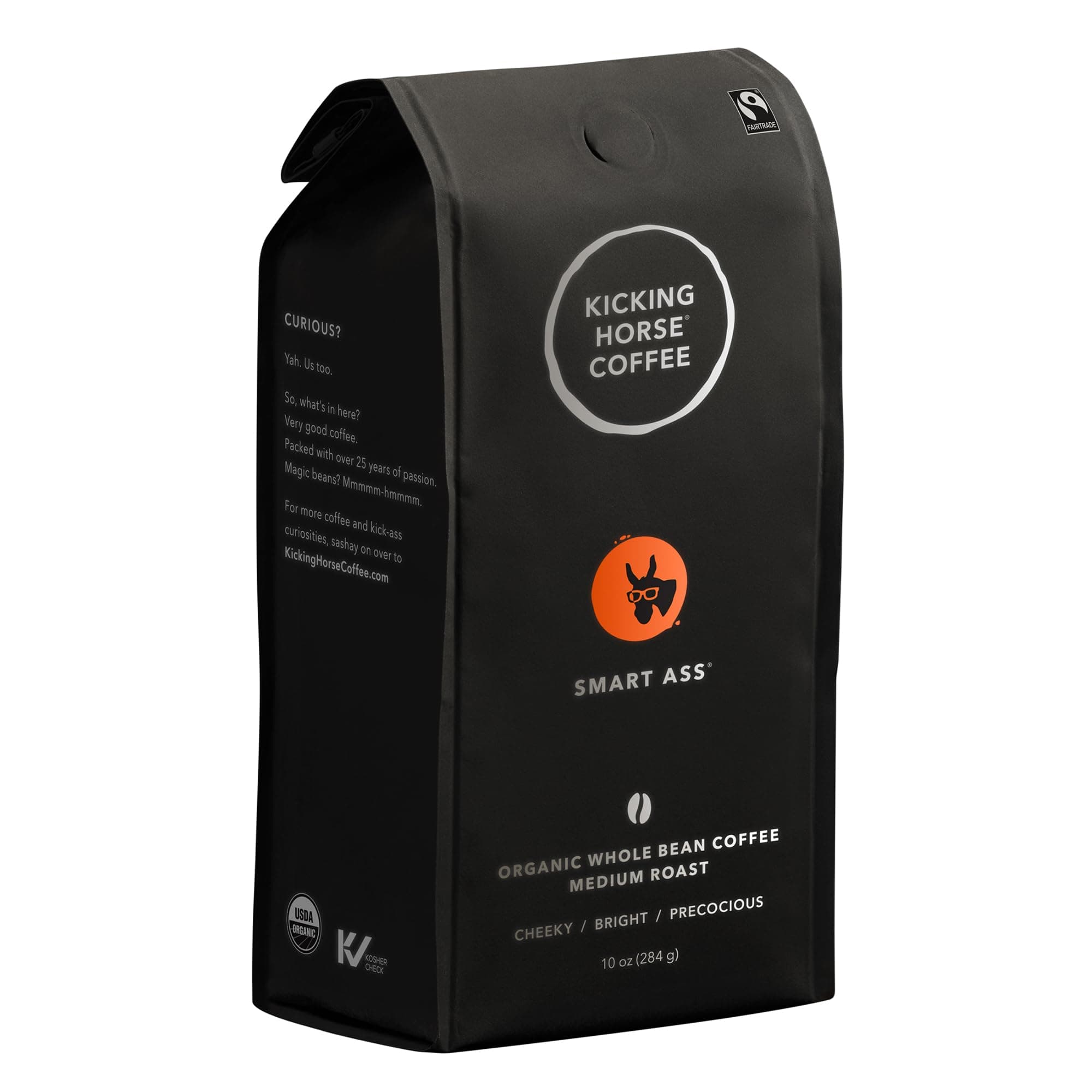 Coffee, Smart Ass, Medium Roast, Whole Bean, 10 oz