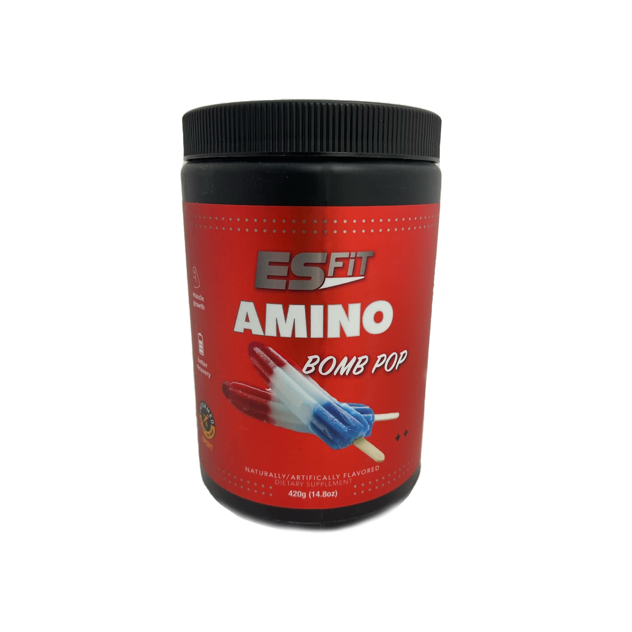ES FitAmino Powder - Pre and Post Workout with Electrolytes - BCAA 2:1:1 Ratio, Amino Acids, Superior Taste, Tested and Certified, Bomb Pop, 30 Servings