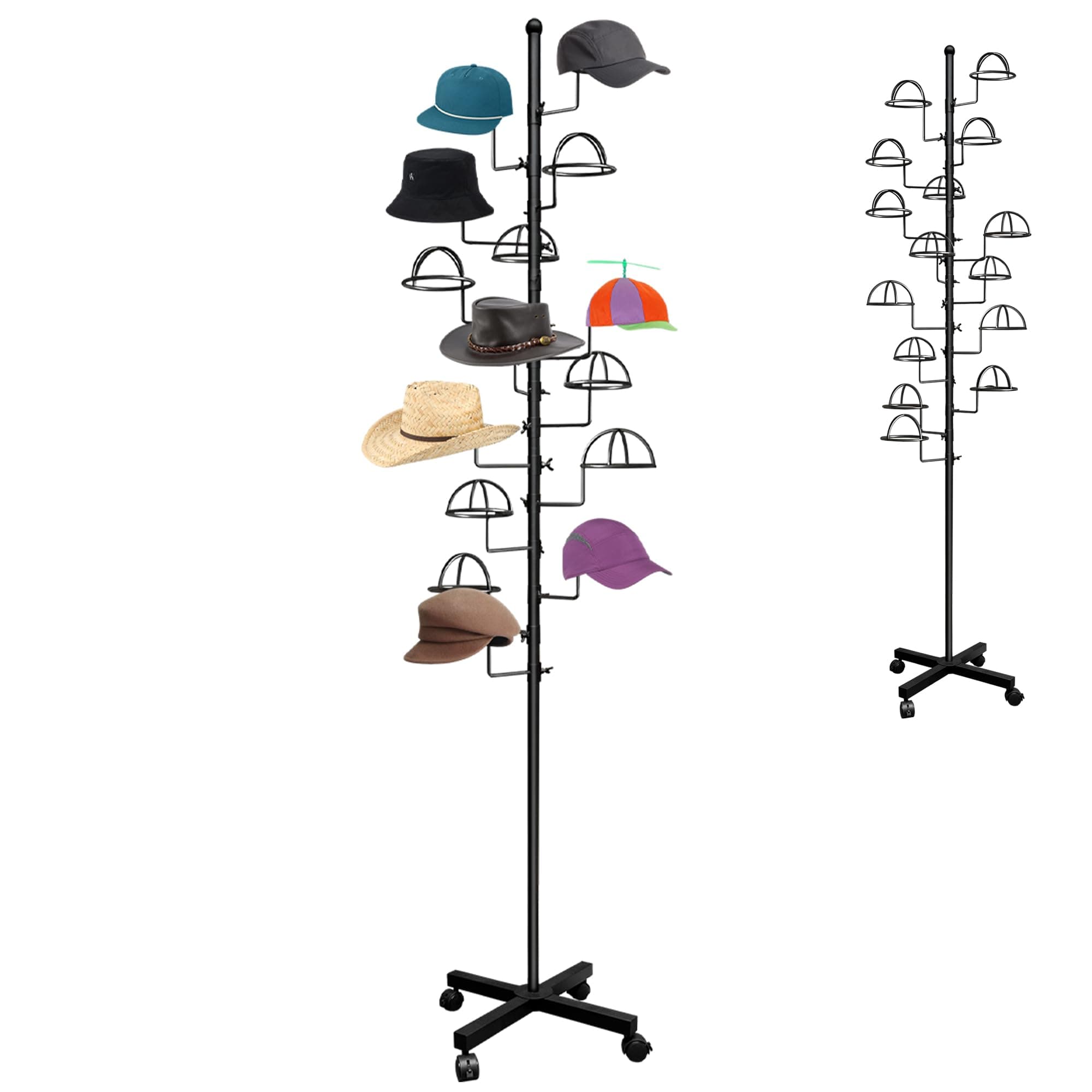 Hat Rack Stand 15 Hooks, Hat Display Stand Metal, Hat Display for Stores, 15 Customisable Circular Hooks