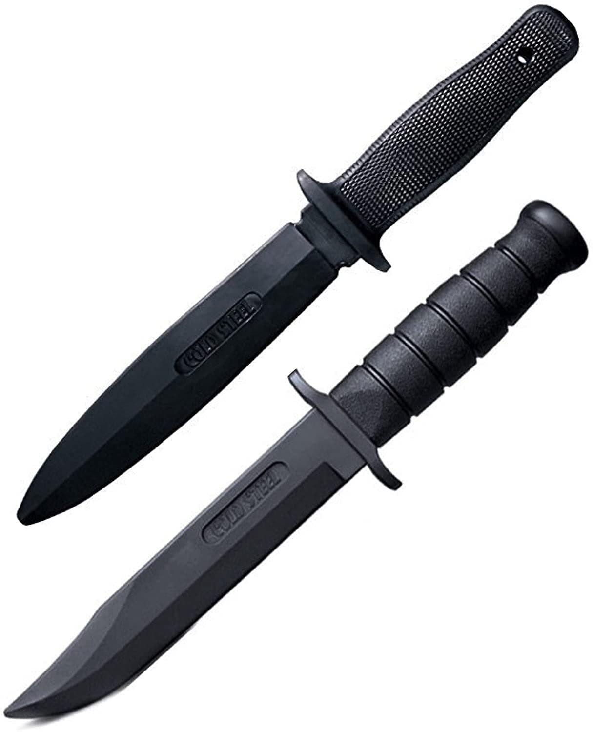 Cold Steel Rubber Training Practice Knife Knives 2 Set - 1 Rubber Peace Keeper Trainer and 1 Leatherneck-SF Trainer, Black
