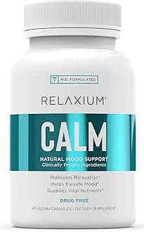 RelaxiumCalm | Non-Habit Forming | All Natural Stress Relief Supplement | Anti-Anxiety Support | Elevate Mood & Boost Relaxation w/Ashwagandha, 5-HTP, GABA, & More (60 Vegan Capsules, 30 Day Supply)