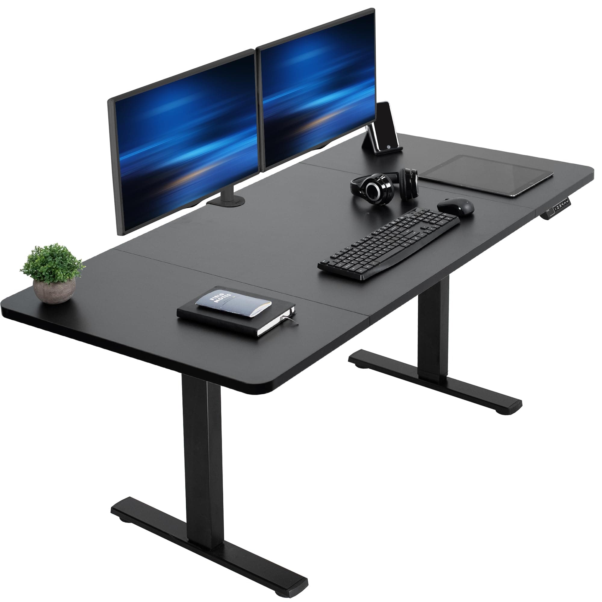 VIVO Electric 60 x 30 in Standing Desk, Memory Height Adjustment, 1B Series, Holds 220 lbs, Black Top Black Frame, DESK-KIT-1B6B-30