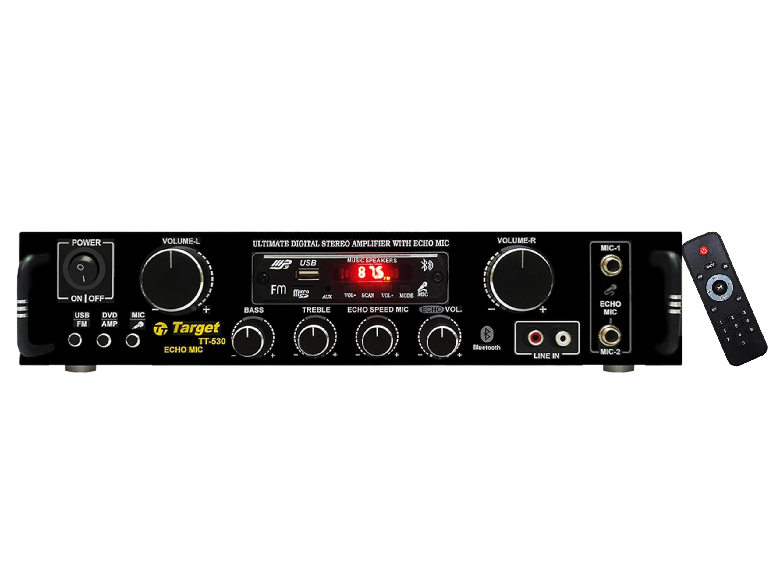 TARGET - TT - 530 HIFI STEREO AMPLIFIER DIGITAL TECH RMS 80 WATTS WITH USB,AUX,MIC,BLUTHOOTH,AV,2RC-BUILT IN BLUTHOOTH WITH 4440 DOUBLE IC CIRCUIT POWER AV AMPLIFIER PERFECT FOR HOME AND OUTDOOR