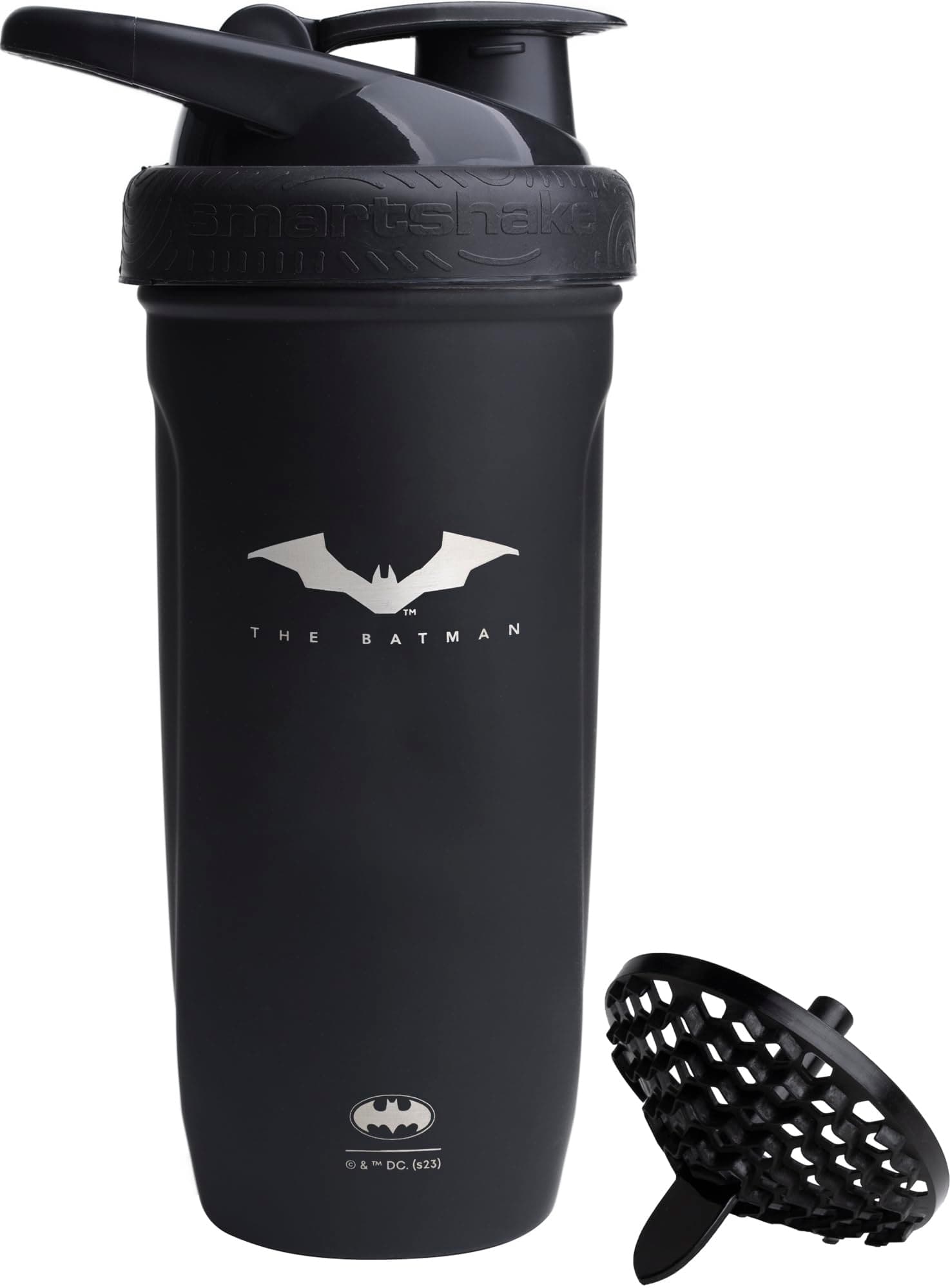 Smartshake Justice League Reforce Batman Shaker Bottle 900ml, DC Comics Stainless Steel Water Bottle, Batman Gifts for Men