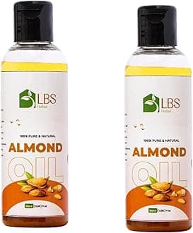 LBS Pure Sweet Almond Oil 100% Extra Virgin Cold-Pressed Natural Oil For Skin, Hair, & Nails Enriched With Vitamin E & A Deep Moisturization For Healthy Skin & Hair 100Ml (Pack_2)