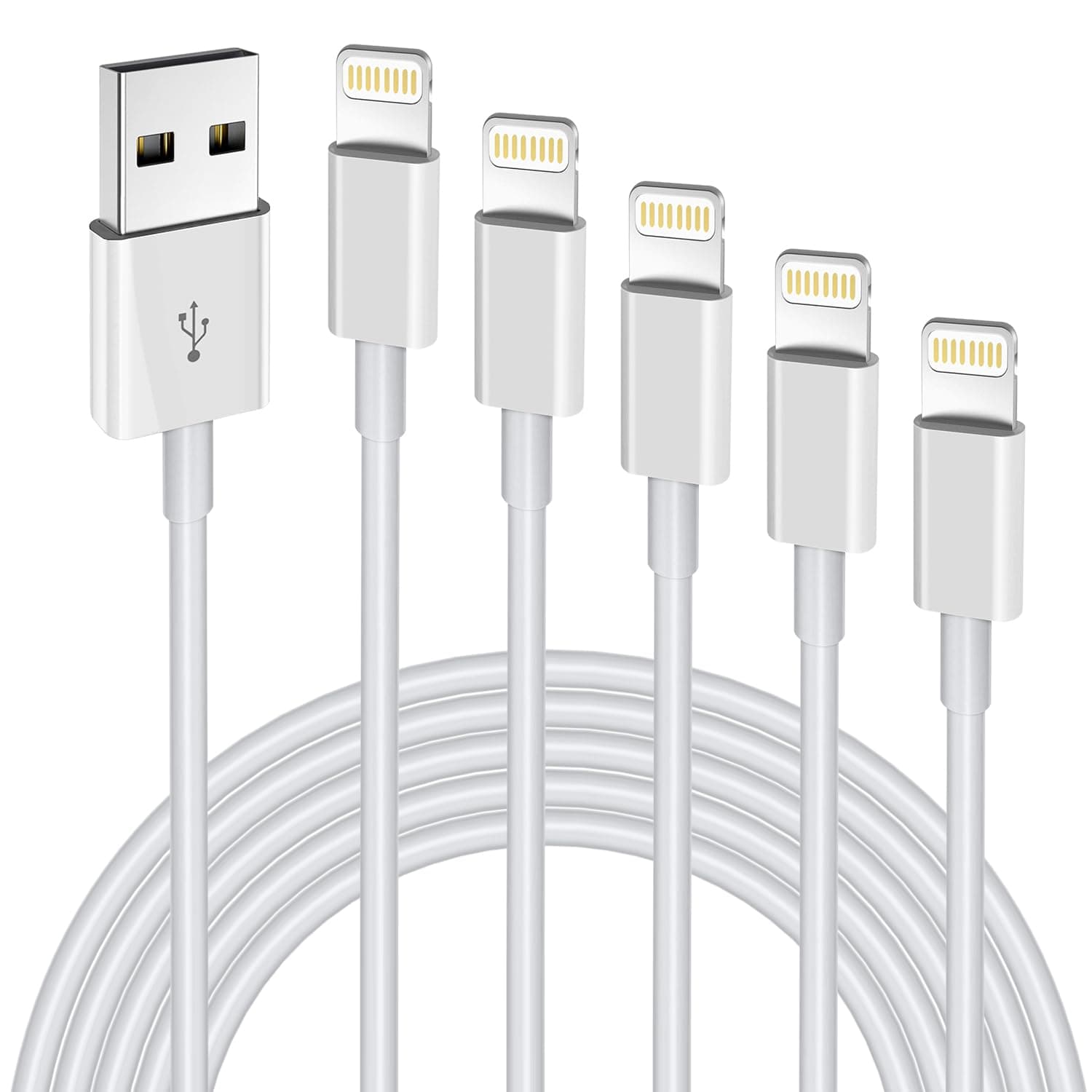iPhone Charger Fast Charging[Apple MFi Certified] 5pack 3/3/6/6/10FT Long Lightning Cable High Speed Data Sync Cord Compatible with 14/13/12/11 Pro Max/XS MAX/XR/XS/X/8/7/Plus/6S/6/SE/5S&More