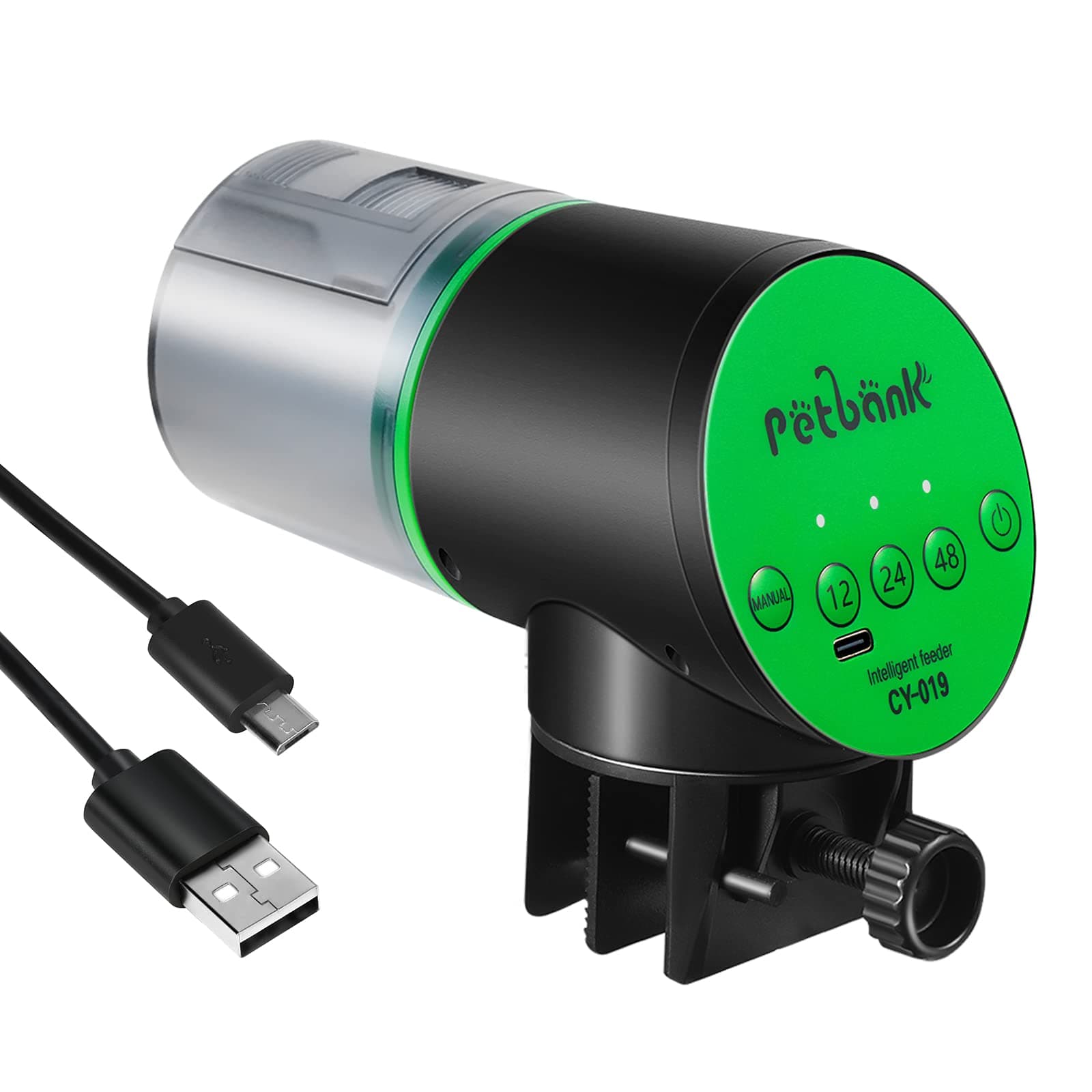 Automatic Aquarium Feeder - Auto Fish Food Dispenser Rechargeable Timer with USB Charger Cable