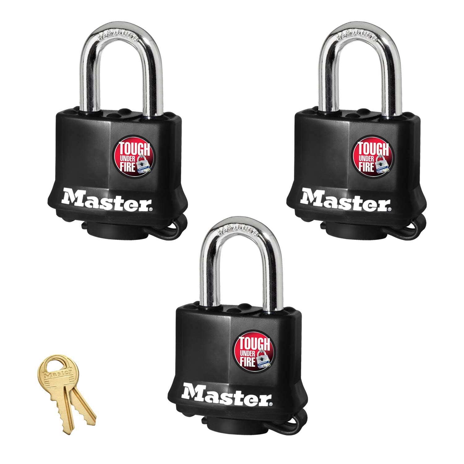 Master Lock (3) Keyed Alike Padlocks w/Thermoplastic Coating - 311KA-3