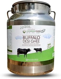 LivGreen Farm Buffalo Bilona Ghee Made by Traditional Bilona Method -Rich Taste & Aroma (5000 mL)