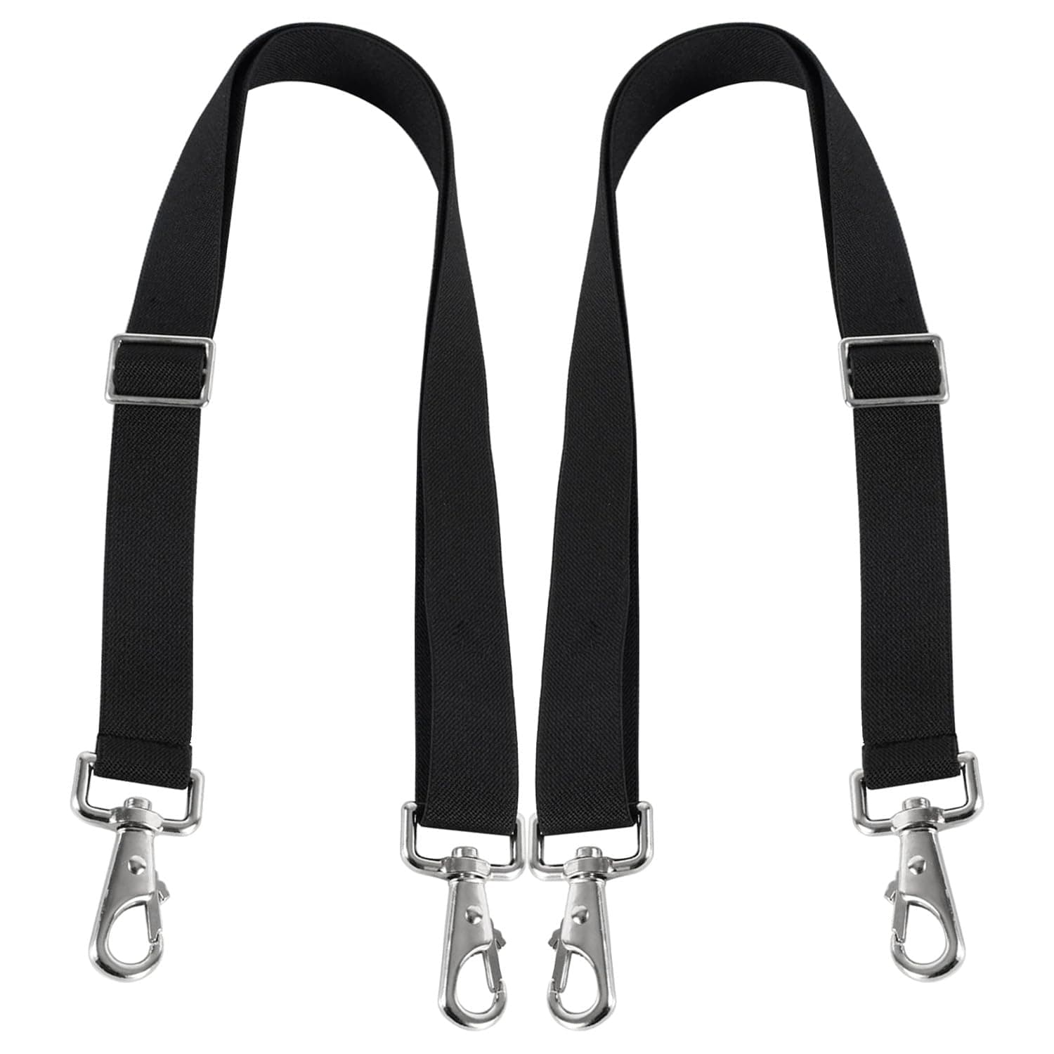 Horse Blanket Sheet Leg Straps, Replacement Stretchy Belly Strap with Double Swivel Snaps, Adjustable Length from 24 to 42 Inch Black(2 Pcs) (Two Side Snaps)