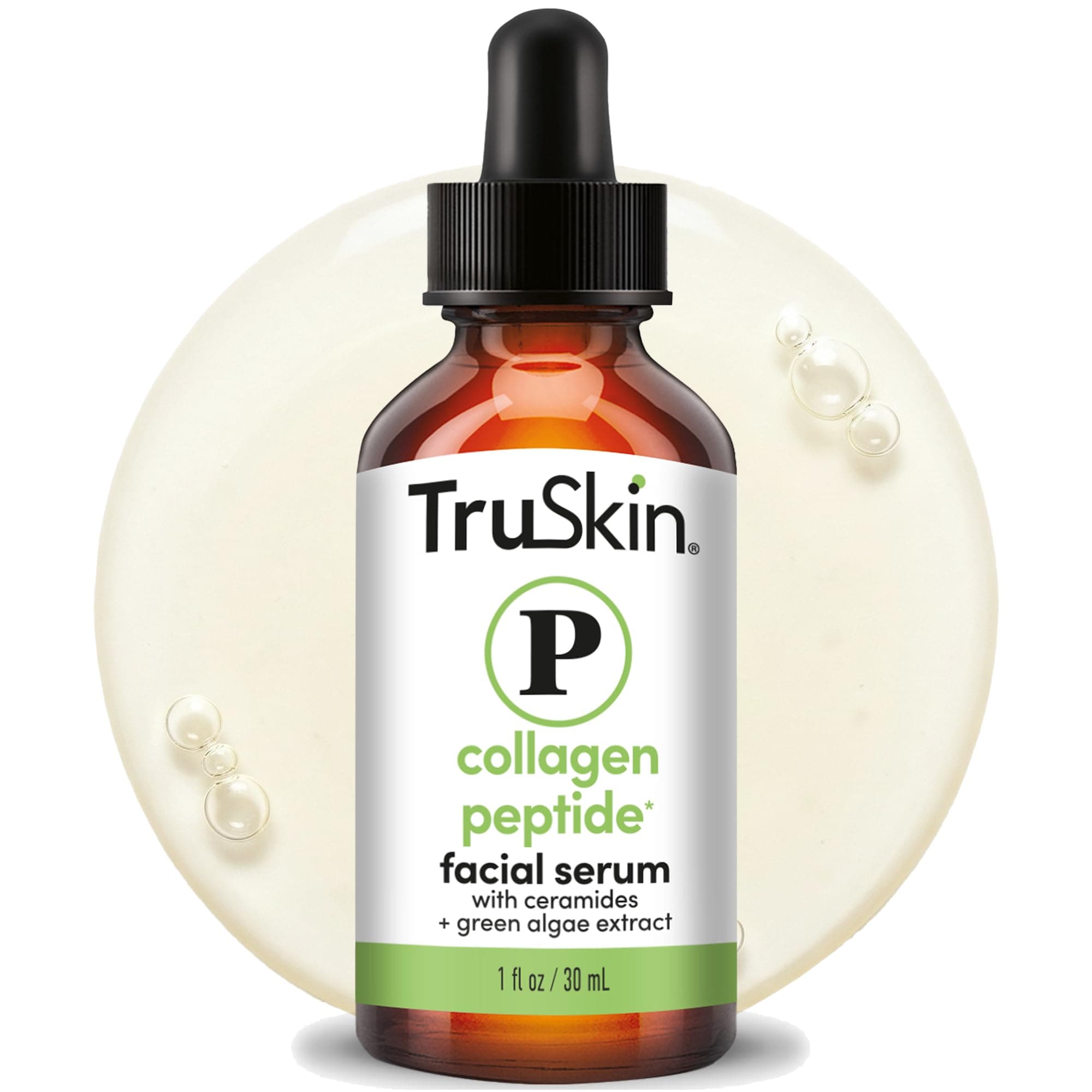 TruSkin Peptide Serum for Face - Pro Collagen Multi-Peptide Anti-Aging Serum with Tripeptide-29 & Ceramides - Supports Skin’s Natural Collagen & Barrier for Firmer-Looking Skin, 1 fl oz