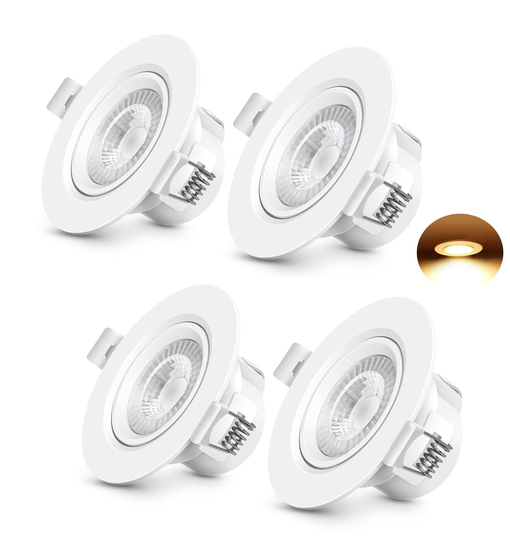 BPA 4 Pack LED Spot Lights Recessed Ceiling Lights, 7W Downlight Adjustable Tilt Twist - Spot Lighting Ultra Slim - 240V Warm White 3000K for Kitchen Bedroom Living Room ? 2 Year Warranty